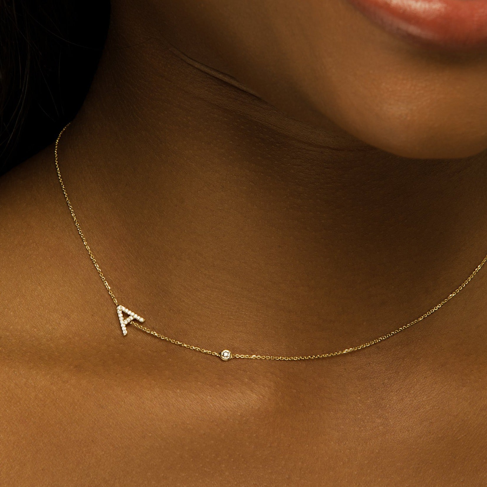 Initial Bezel Diamond Necklace