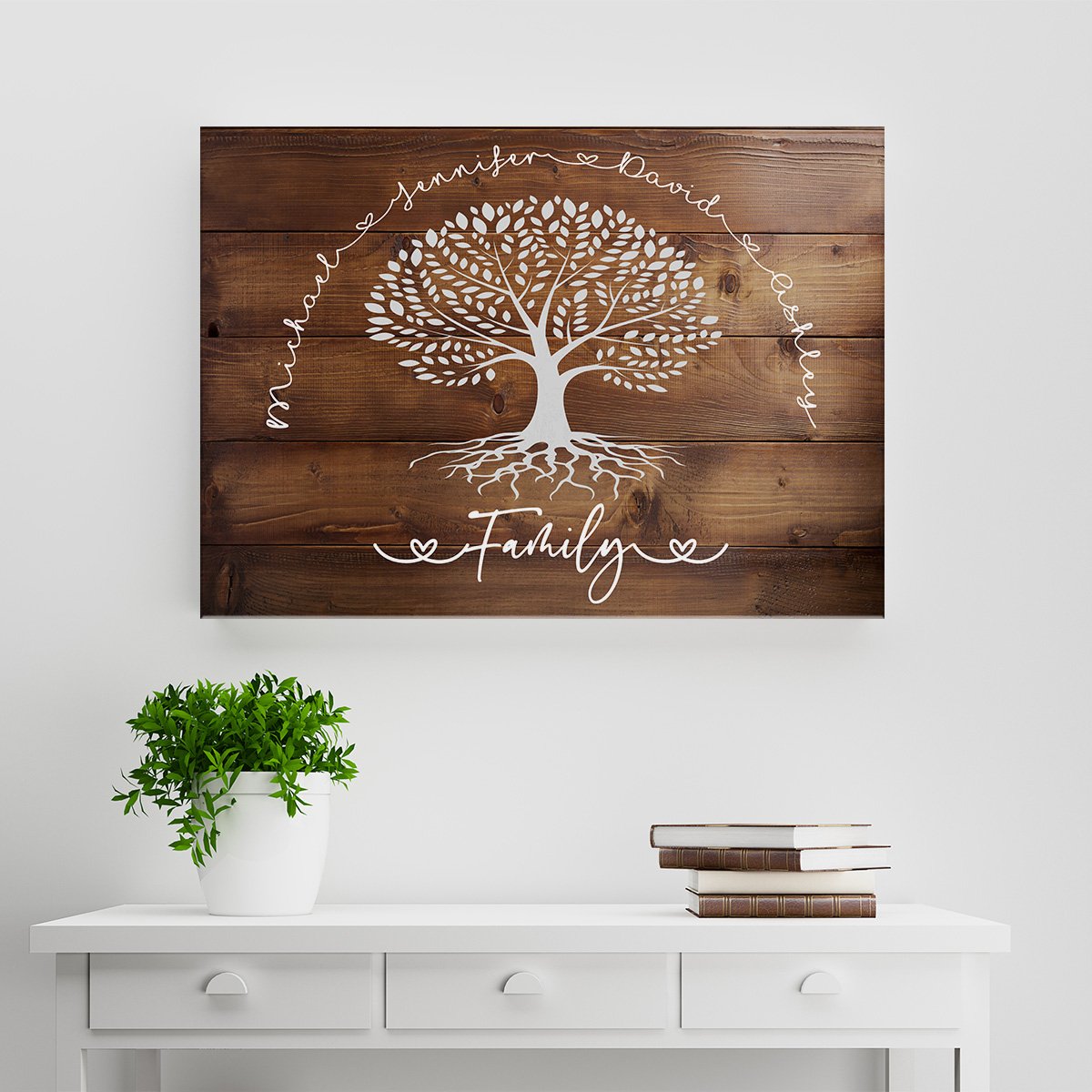 Family Tree Wood-Inspired Premium Canvas