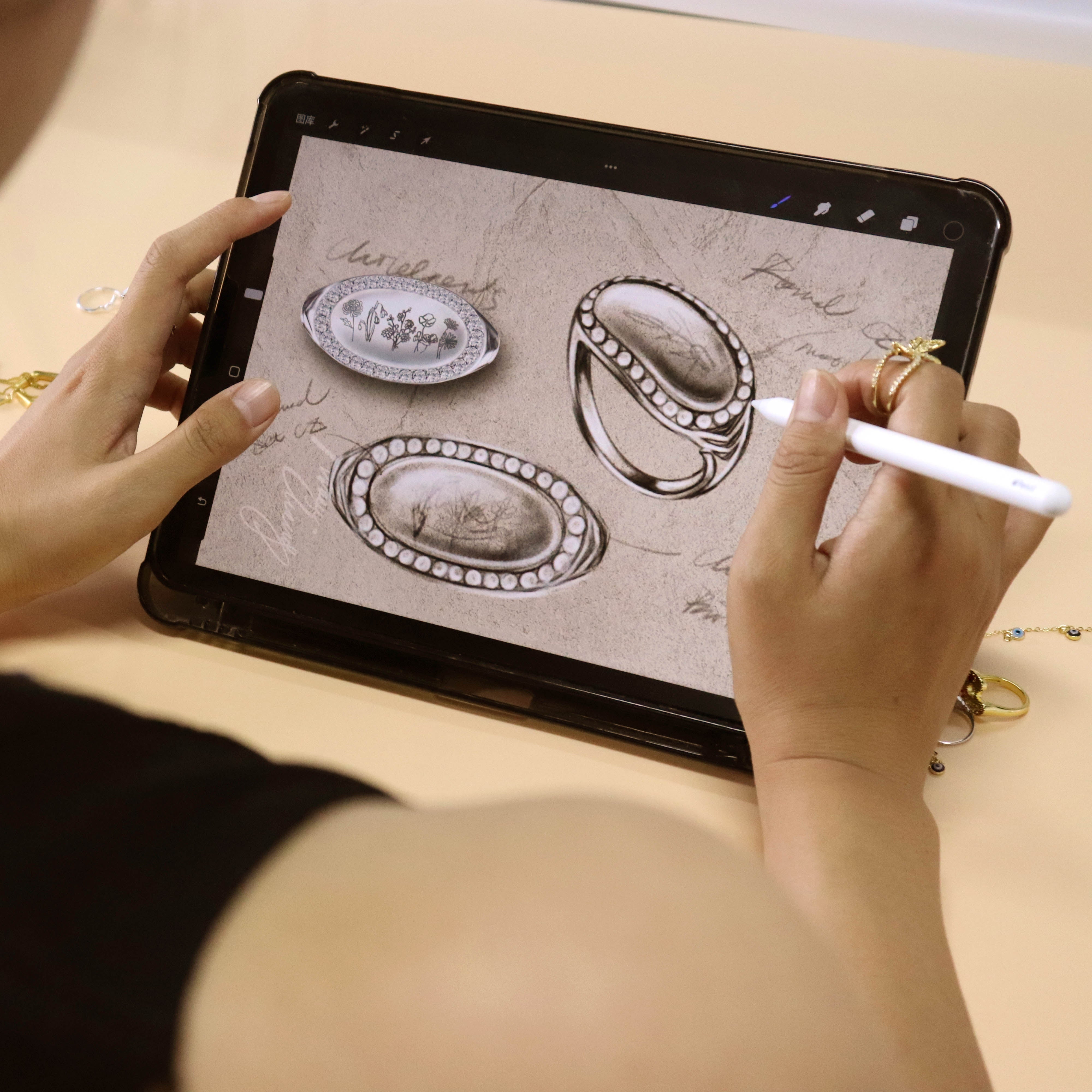 S925 ENGRAVED BIRTH MONTH FLOWERS SHELL RING