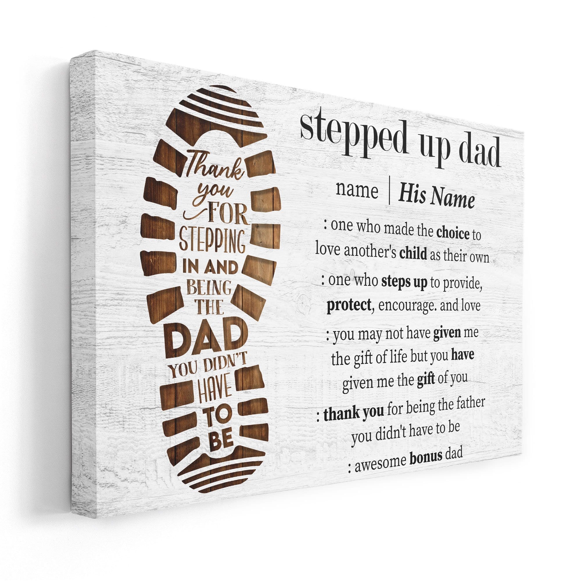 Stepped Up Dad Definition - Personalized Canvas