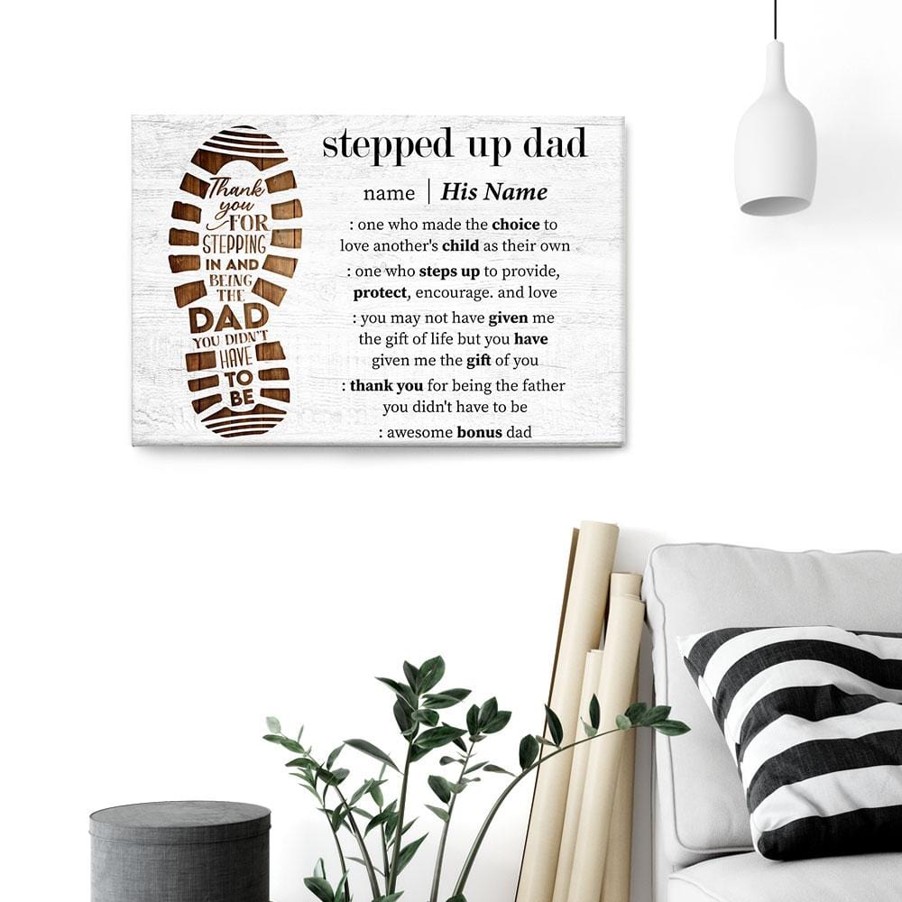 Stepped Up Dad Definition - Personalized Canvas