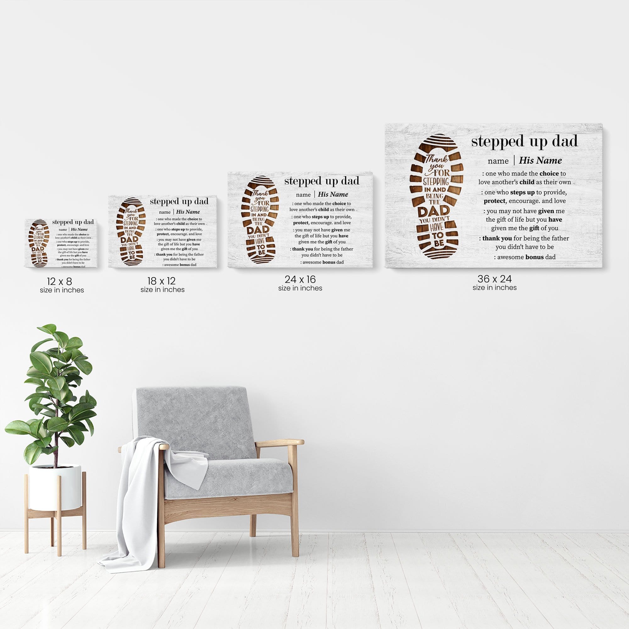 Stepped Up Dad Definition - Personalized Canvas