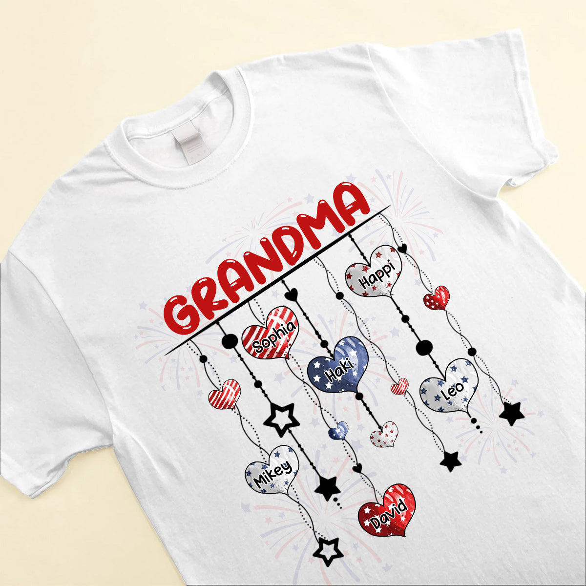 4th Of July Grandma Mom Auntie With Hearts Kids Personalized T-shirt and Hoodie 
