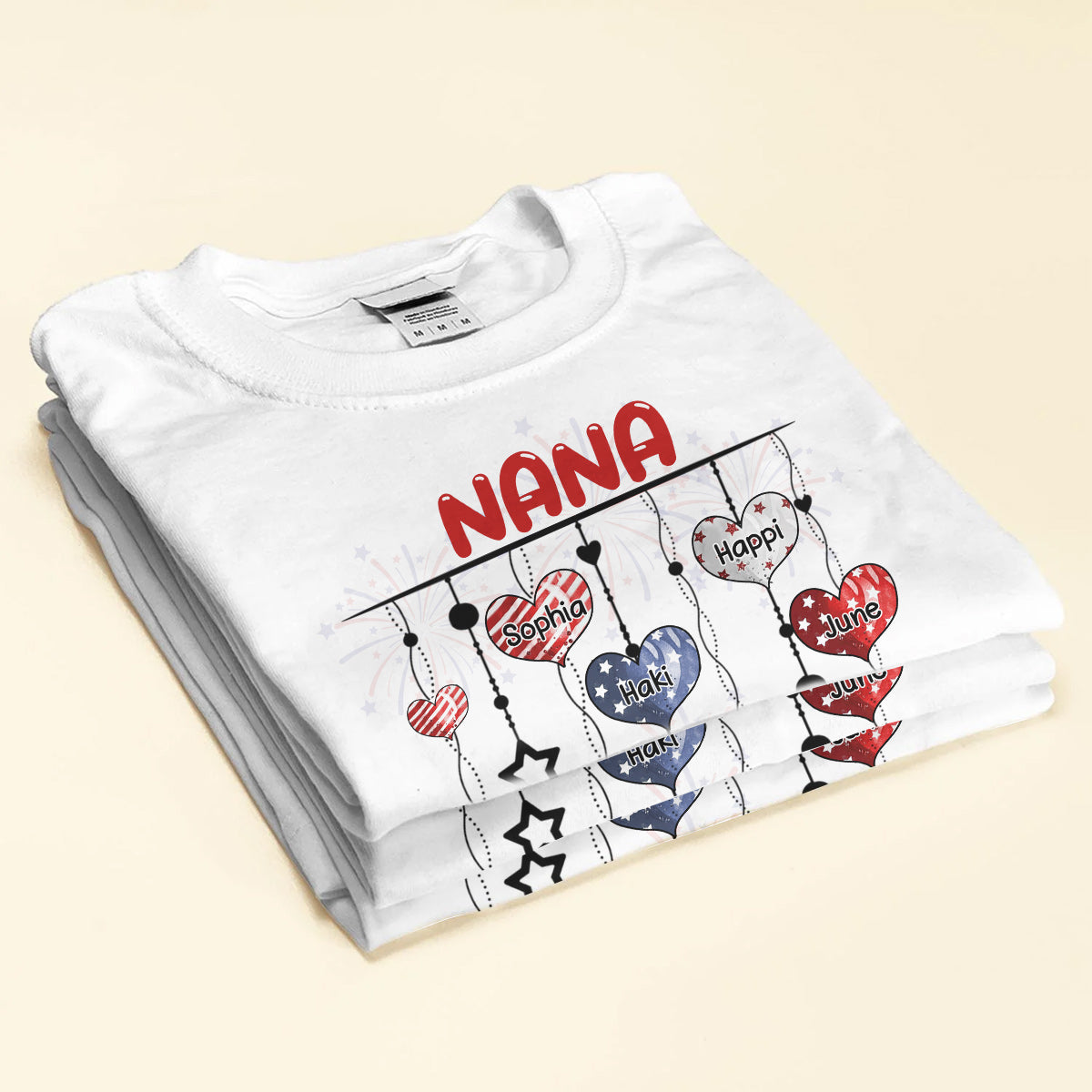 4th Of July Grandma Mom Auntie With Hearts Kids Personalized T-shirt and Hoodie 