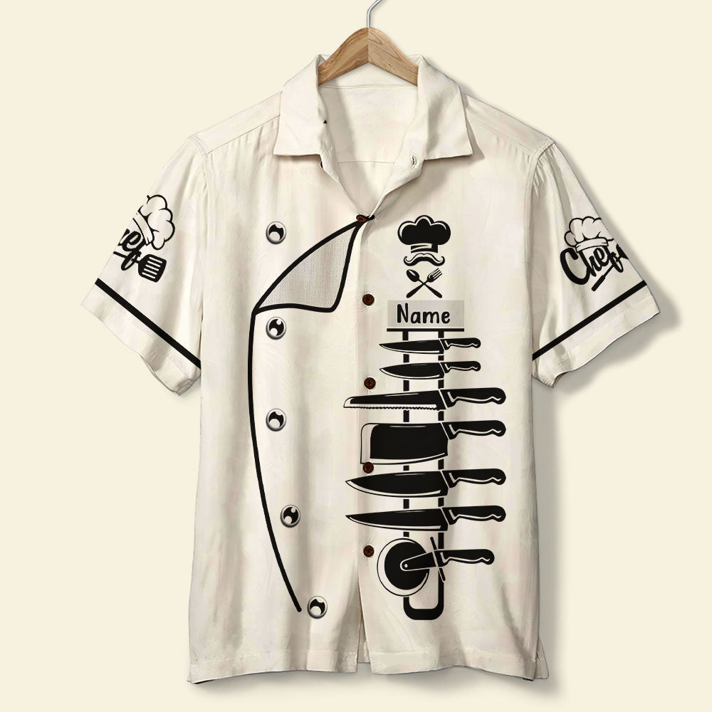 Personalized Chef Hawaiian Shirt And Men Beach Shorts Knife Kit