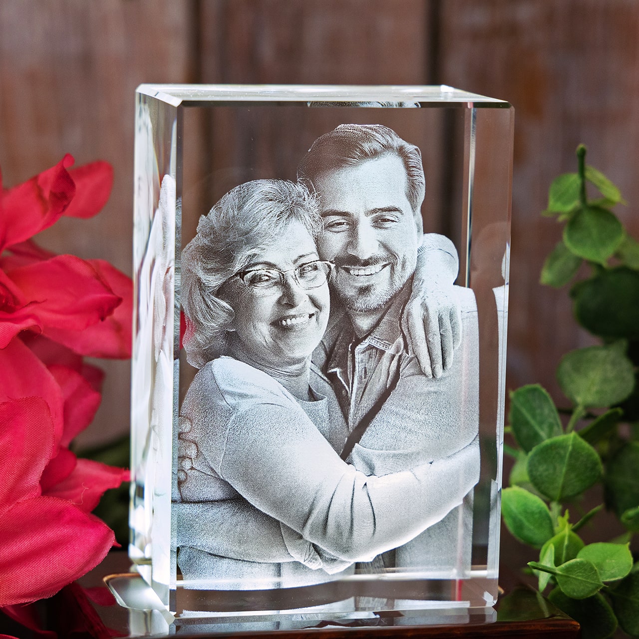 Personalized Custom Photo engraved Crystal - Crystal Rectangle For Valentine's Day, Memorial Day. A Great Gift to Treasure.