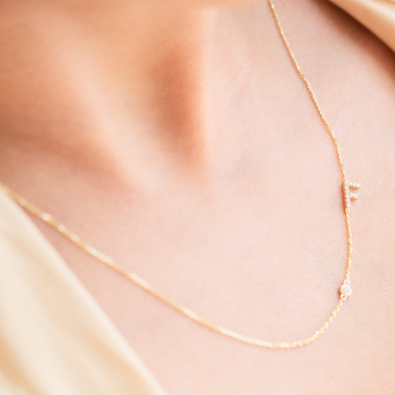 Initial Bezel Diamond Necklace