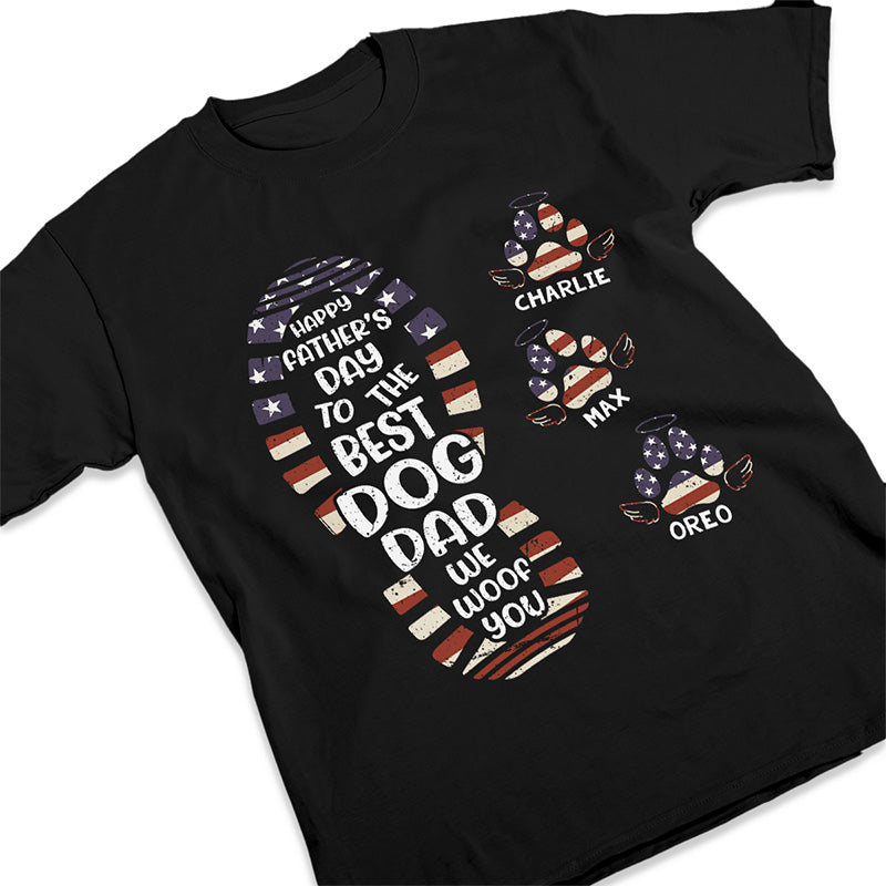 Happy Father's Day To The Best Dog Dad Paw Print - Dog Personalized Custom Unisex Patriotic T-shirt, Hoodie, Sweatshirt