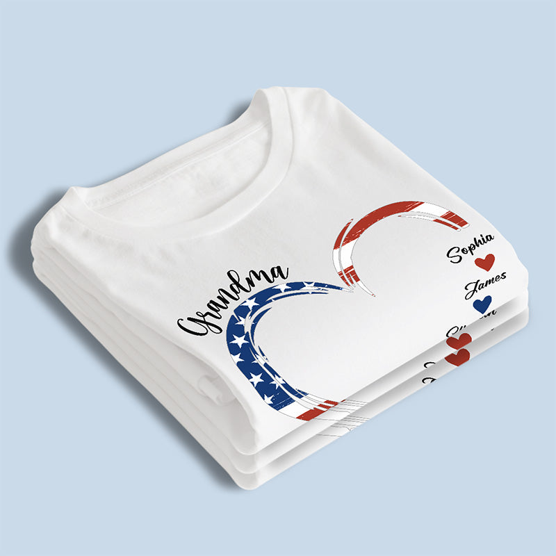 A Garden Of Love Grows In A Grandma's Heart - Family Personalized Custom Unisex Patriotic T-shirt, Hoodie, Sweatshirt - Independence Day, 4th Of July, Birthday Gift For Grandma