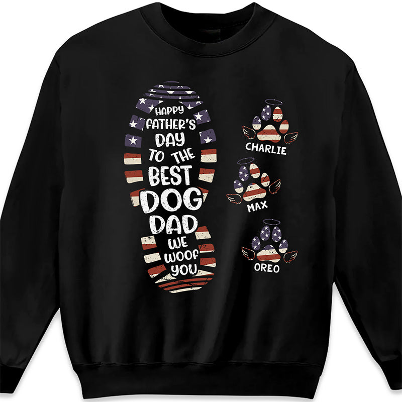Happy Father's Day To The Best Dog Dad Paw Print - Dog Personalized Custom Unisex Patriotic T-shirt, Hoodie, Sweatshirt