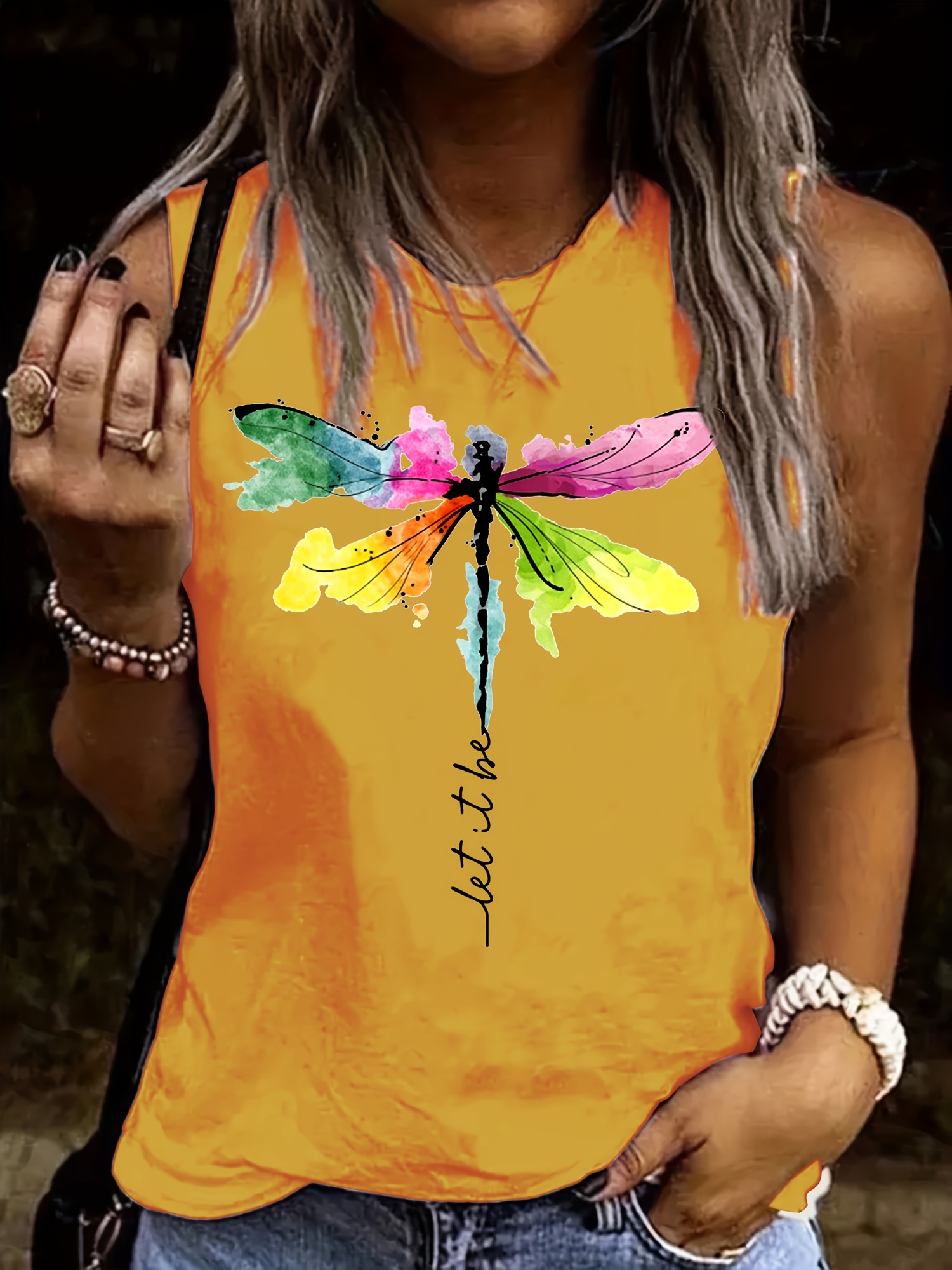 Personalized Dragonfly Print Tank Top