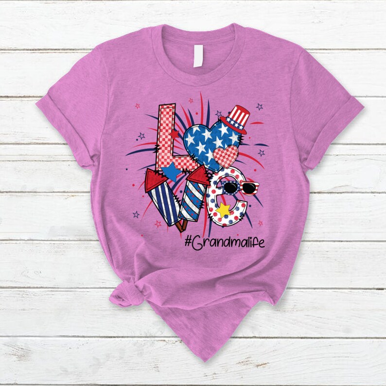 Personalized Grandma Shirt, Custom Mom Name 4th of July Shirt, Patriotic Doodle Grandmalife Custom Tshirt for Grandma, Grandma with kid name