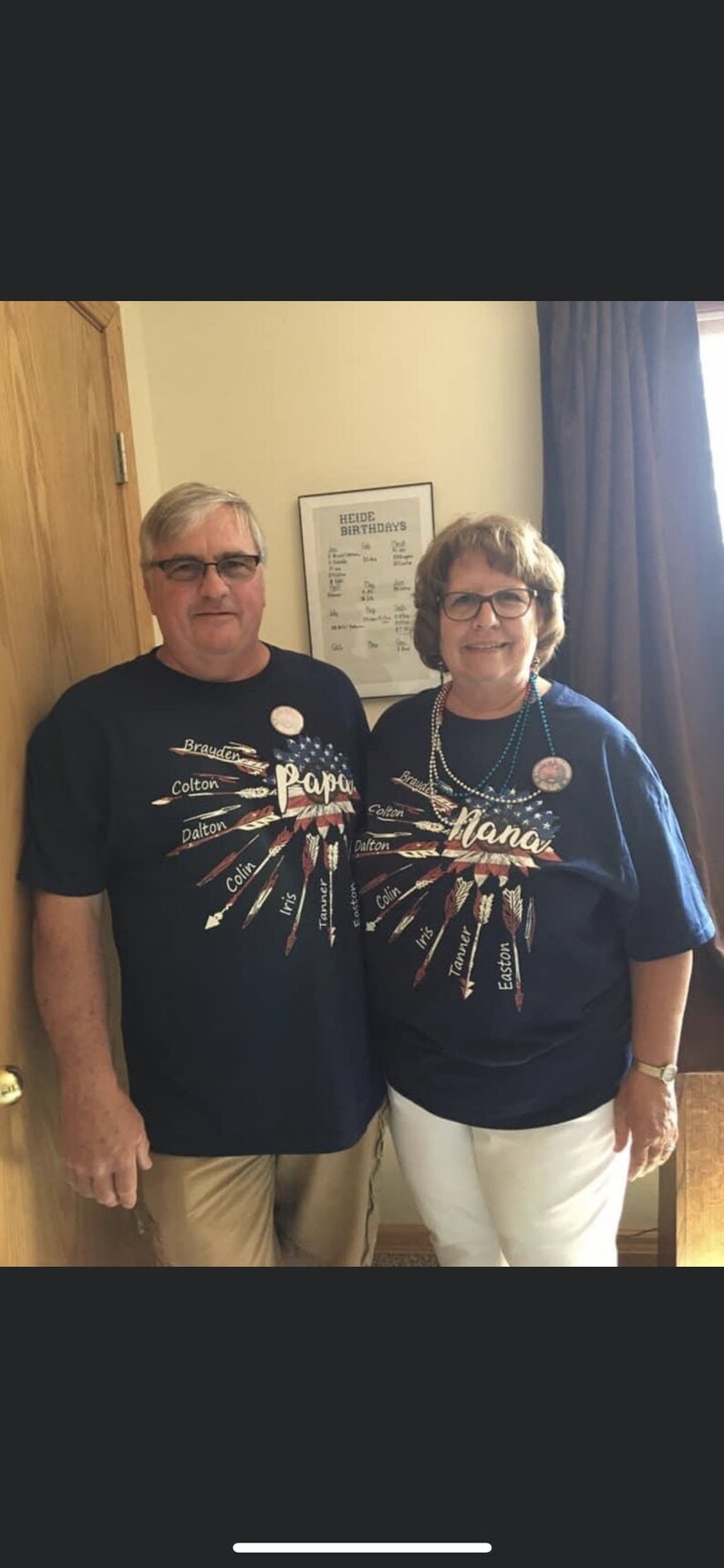 Personalized Grandma Shirt Custom nickname Grandma with grandkids flower arrow USA T-Shirt