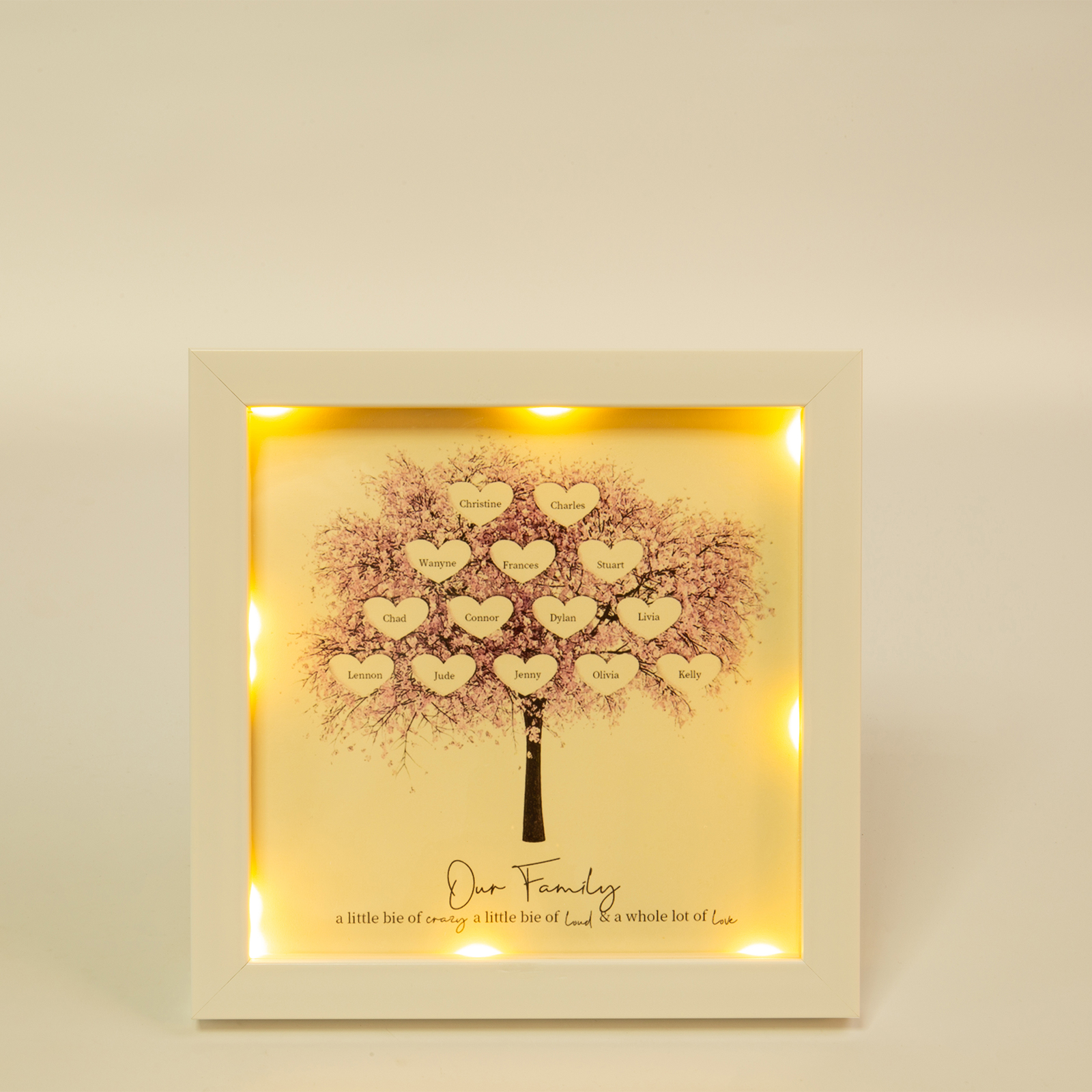 Custom 14 Names Family Tree Frame, Family Tree LED Ligh Picture Frame, Best Gift for Family