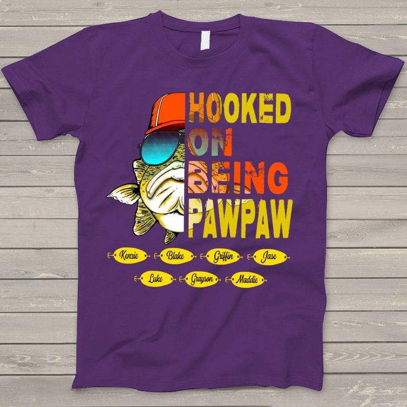 Personalized Hooked on Being Grandpa Tshirt