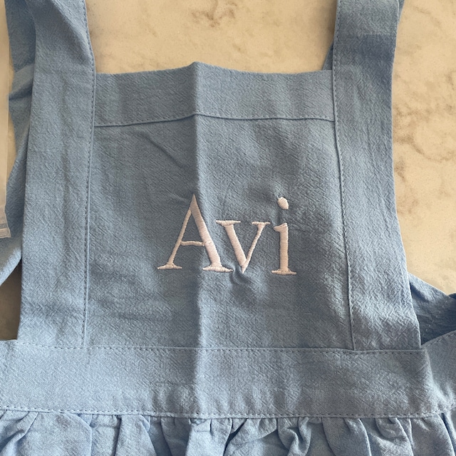 Personalized Embroidery Linen Apron with Pockets for Kid | Apron07