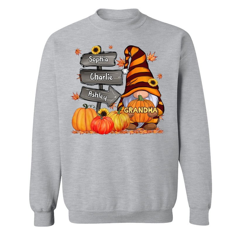 Grandma Mom Gnome Direction Sign Pumpkins Personalized Shirt