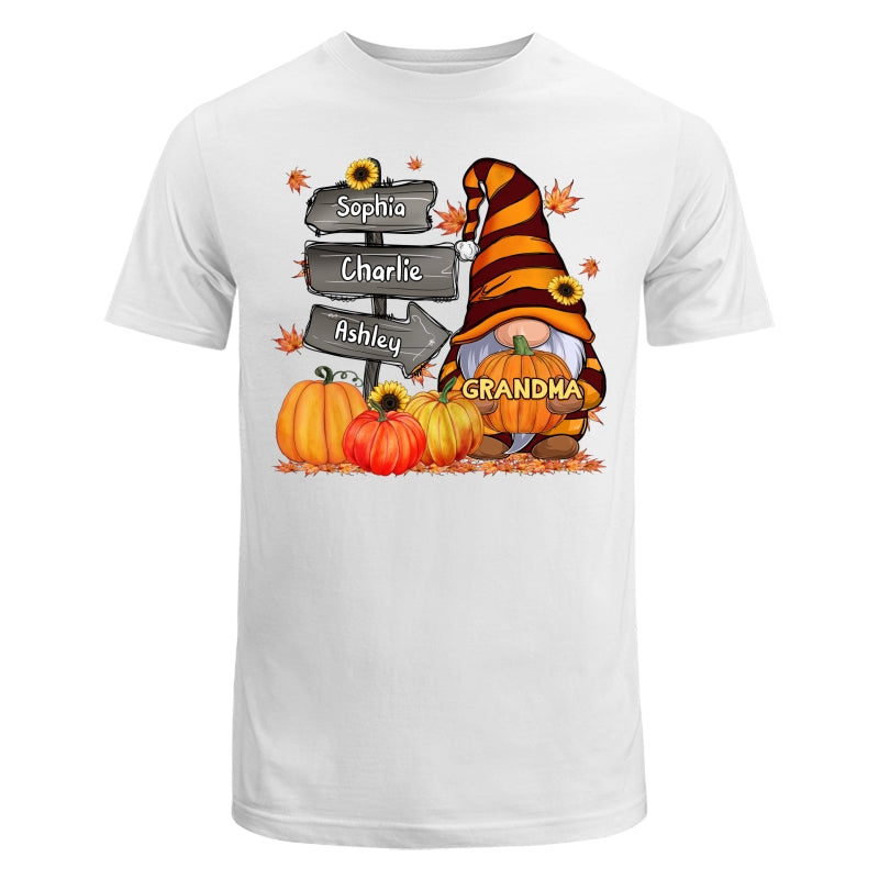 Grandma Mom Gnome Direction Sign Pumpkins Personalized Shirt
