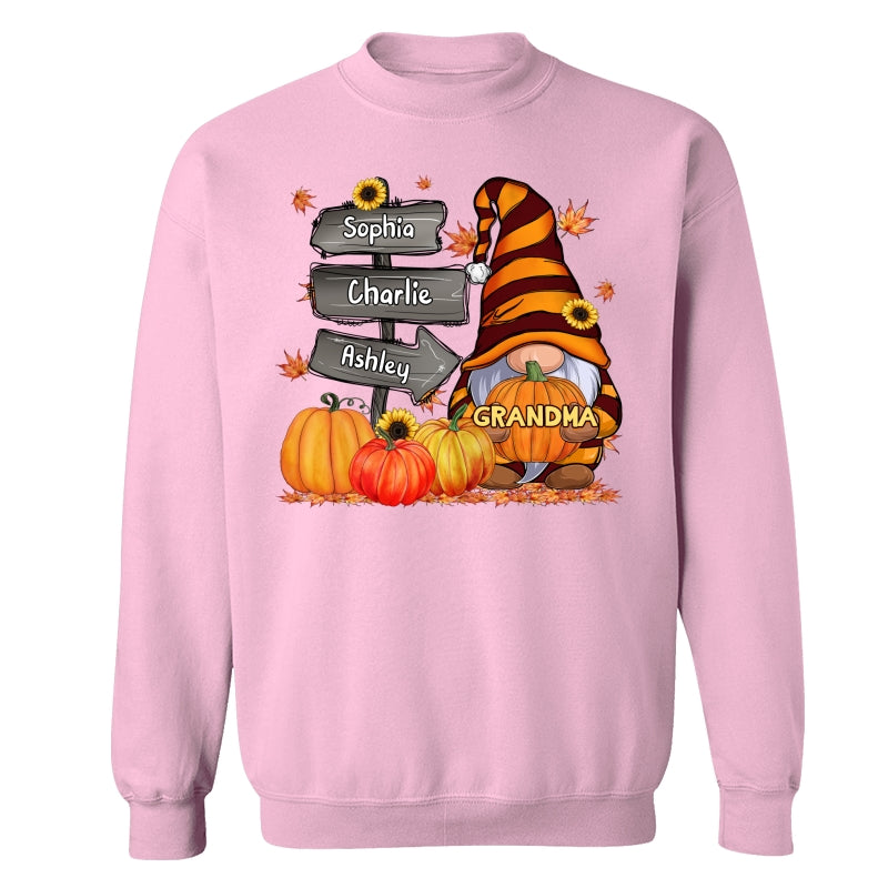 Grandma Mom Gnome Direction Sign Pumpkins Personalized Shirt