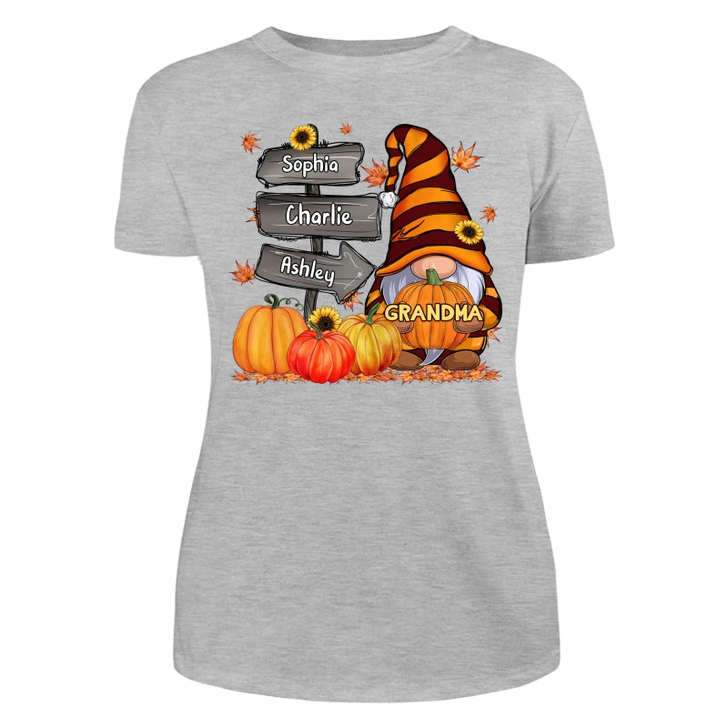 Grandma Mom Gnome Direction Sign Pumpkins Personalized Shirt