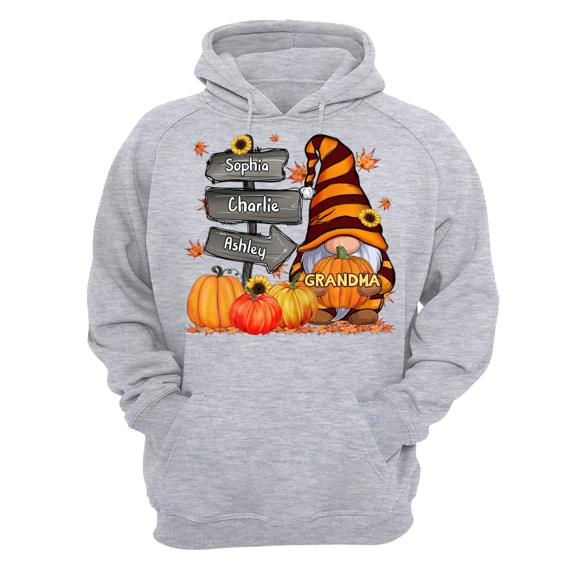 Grandma Mom Gnome Direction Sign Pumpkins Personalized Shirt