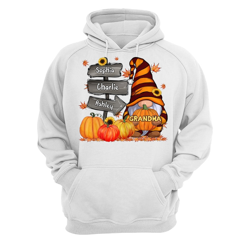 Grandma Mom Gnome Direction Sign Pumpkins Personalized Shirt