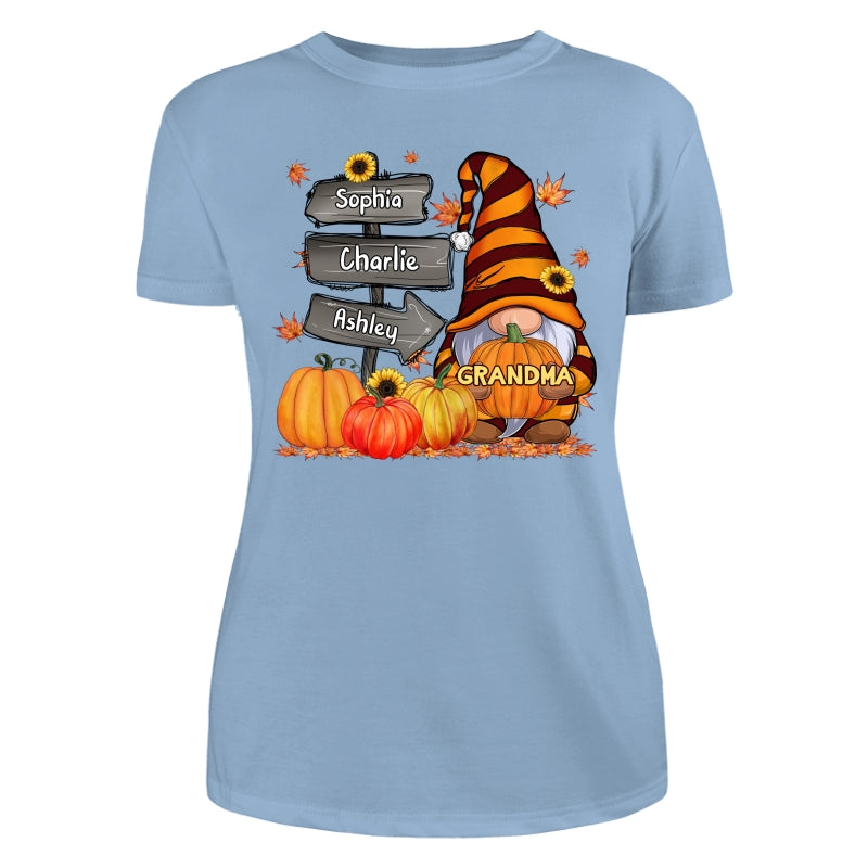 Grandma Mom Gnome Direction Sign Pumpkins Personalized Shirt