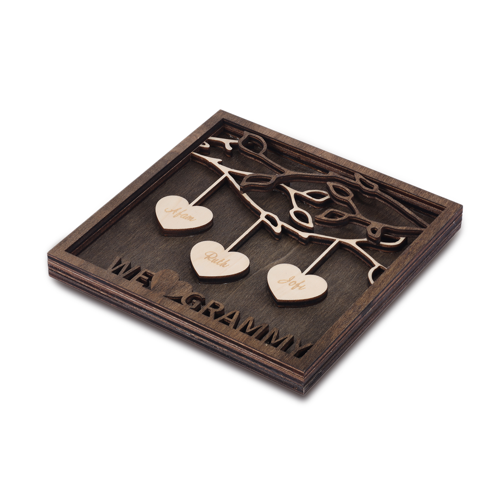 9 Names Personalized Family Tree Frame Wood Frame 9 Family Members Custom Text