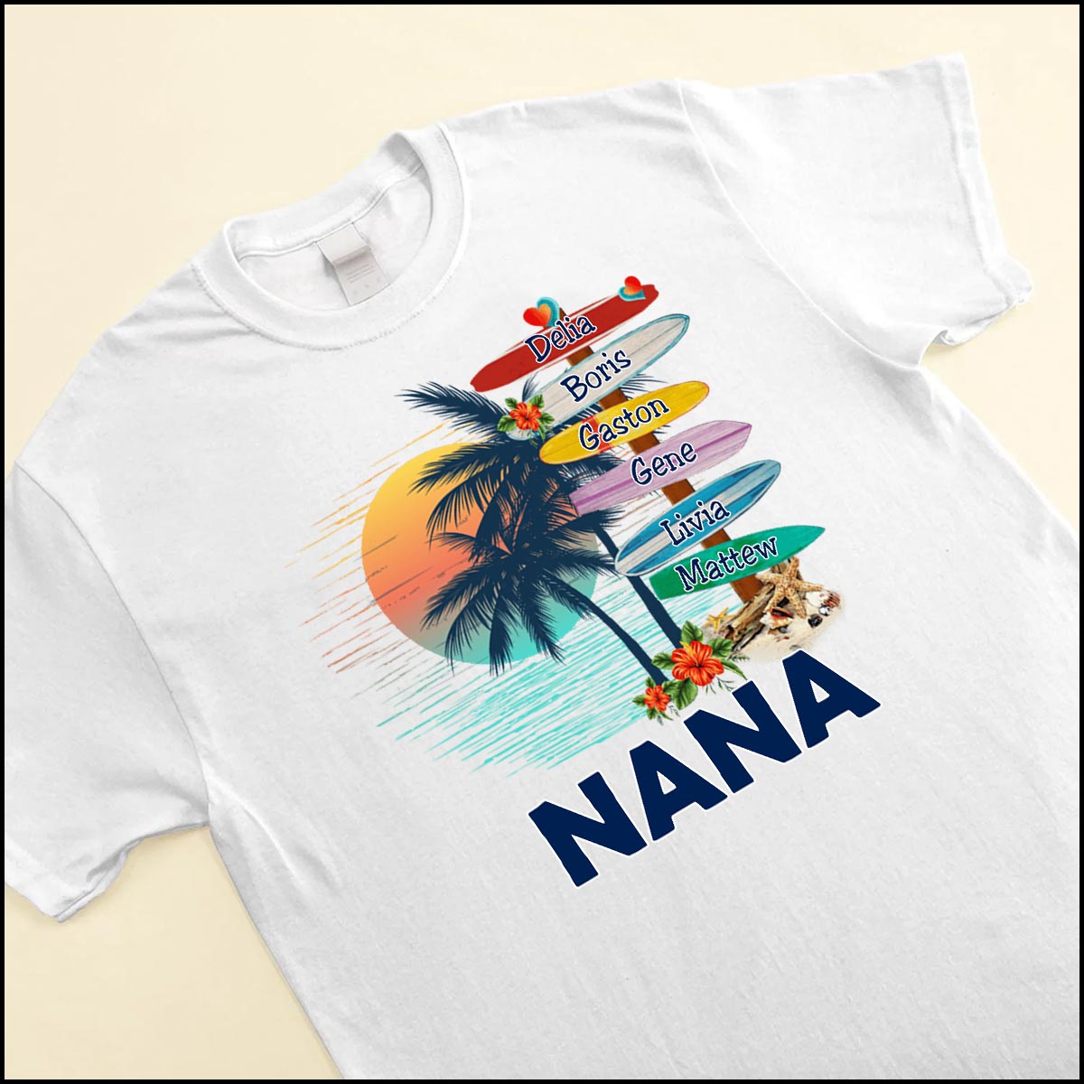 Personalized Grandma Surfboards Summer T-shirt for Grandma Mom Auntie
