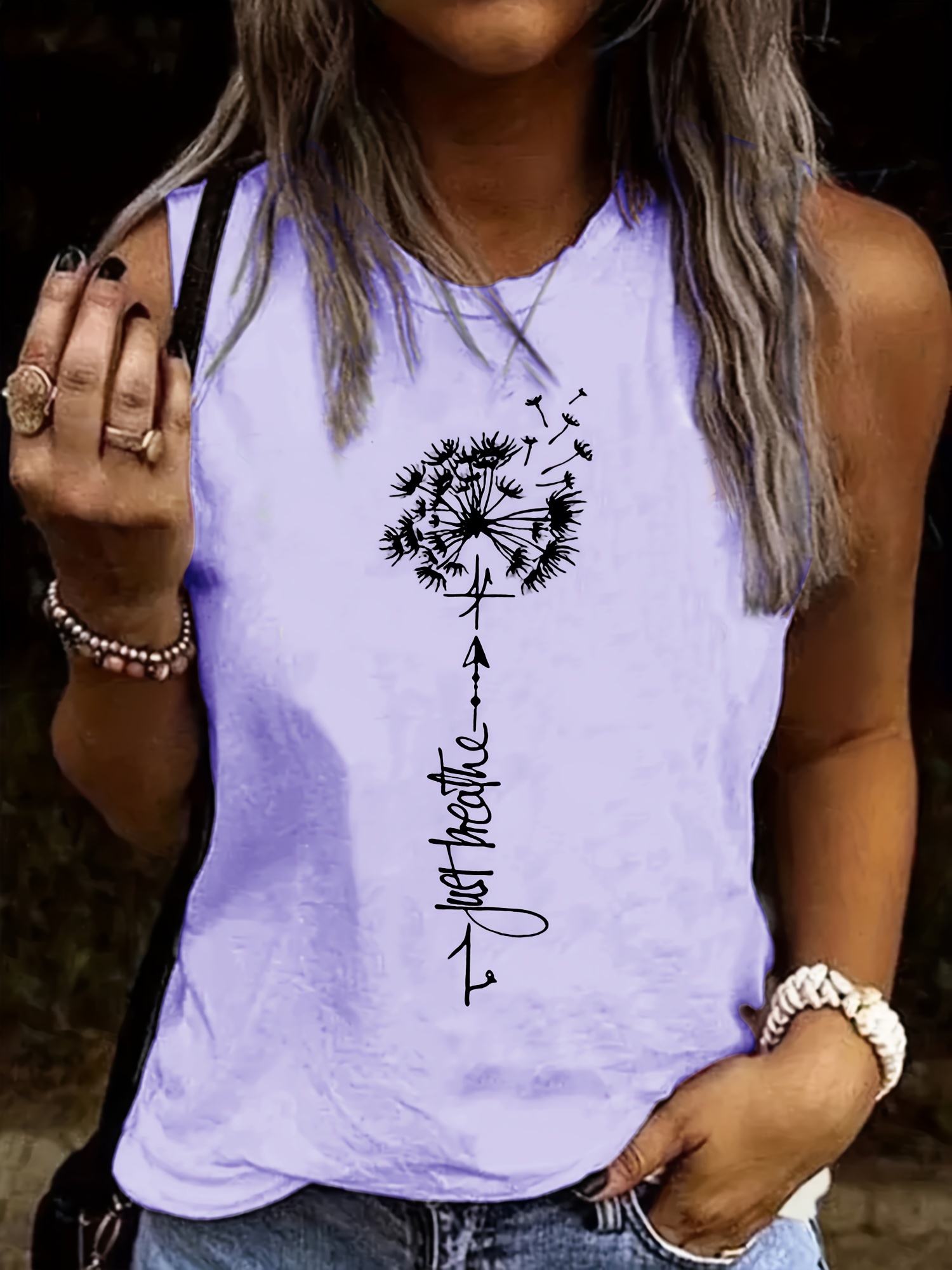  Personalized Dandelion Print Tank Top