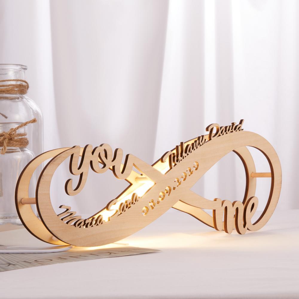 Custom Lamp Name Sign Engraved Wood Nightlight Personalised Name Light Infinity