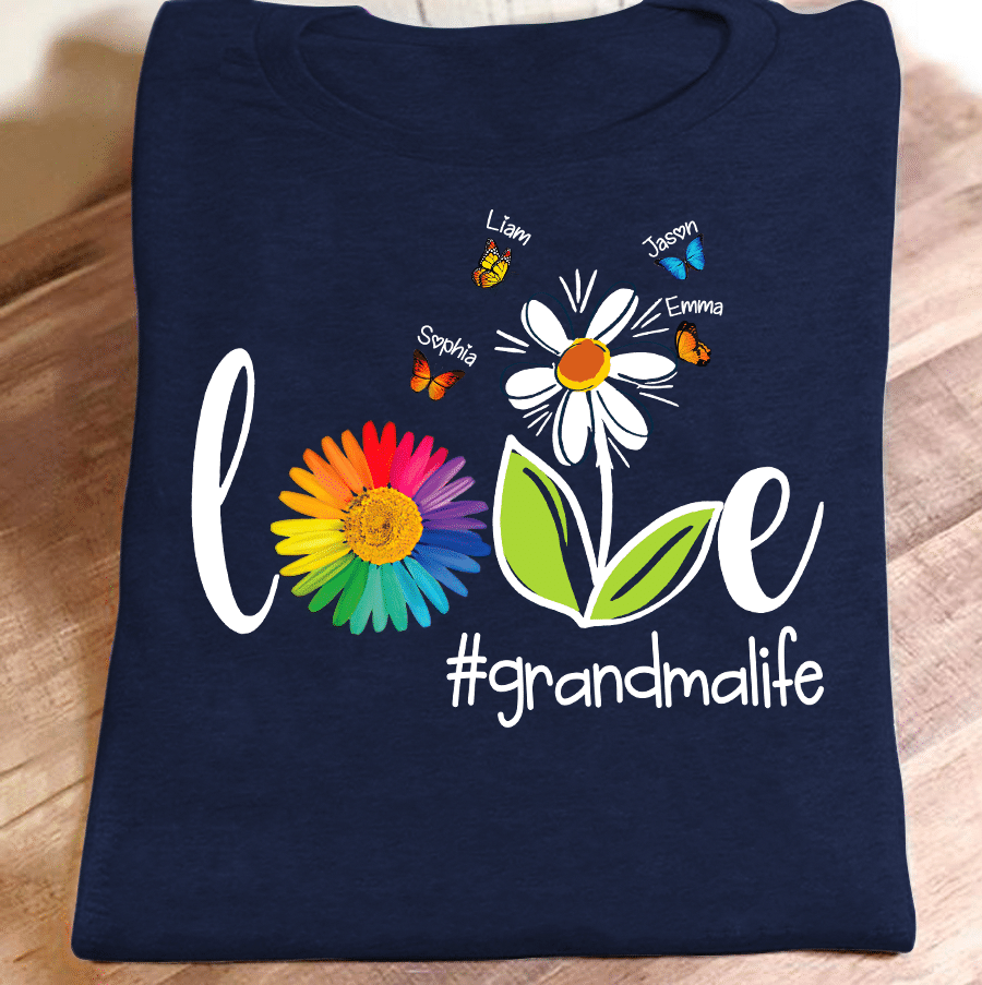 Love Grandma Life Butterfly | Personalized T-Shirt