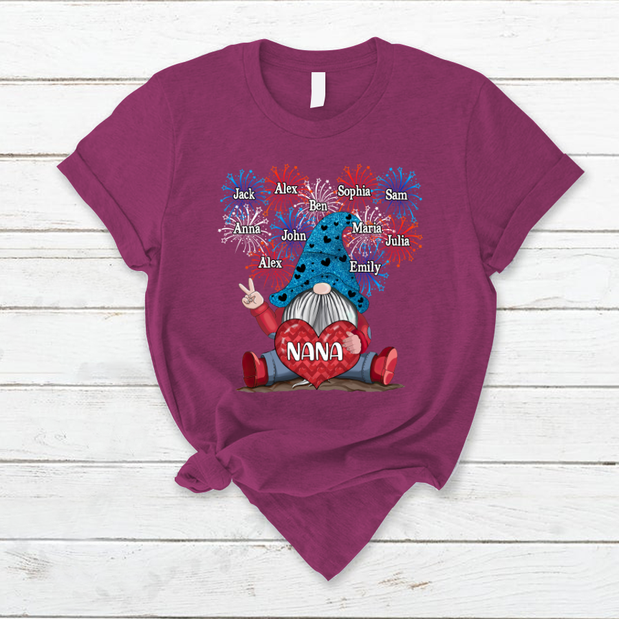 Grandma Nana Gnomes Firework Happy Independence Day T-Shirt