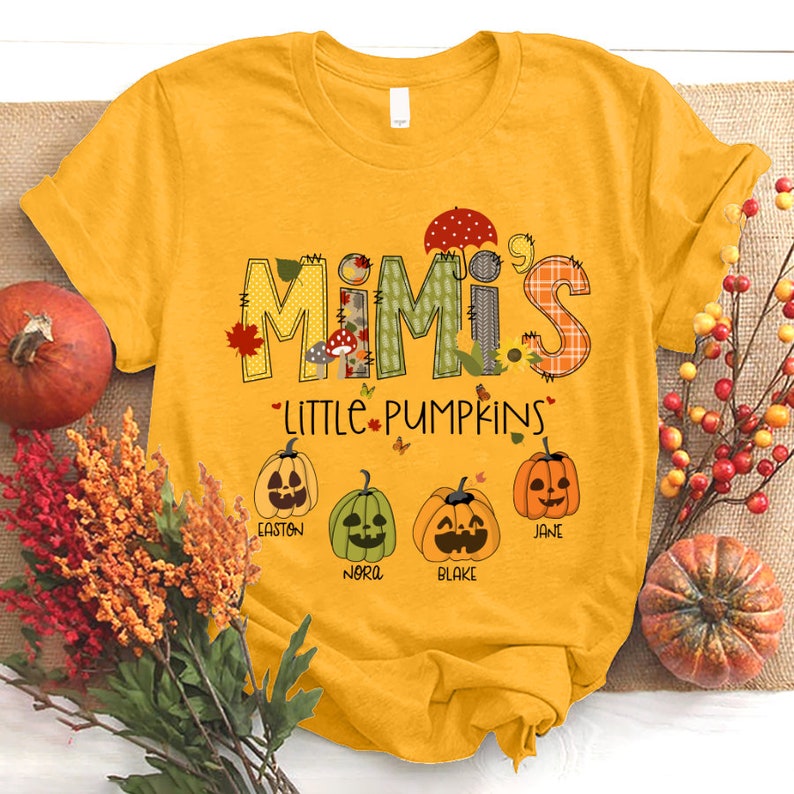 Personalized Mimi Pumpkin Shirt, Custom Grandma Nana Mimi Shirt