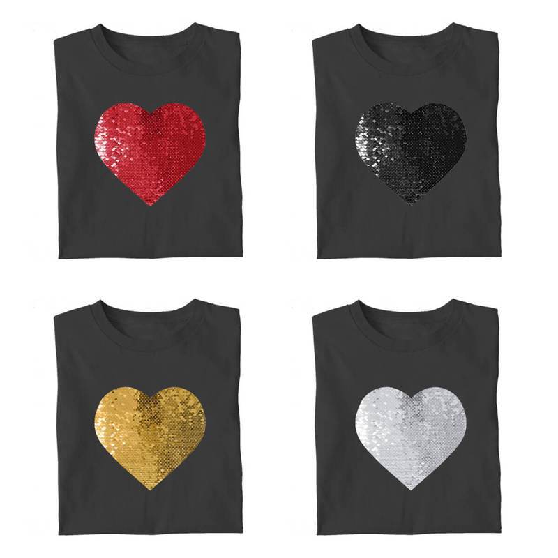 Custom Flip Sequin Shirt/Hoodie (Heart)