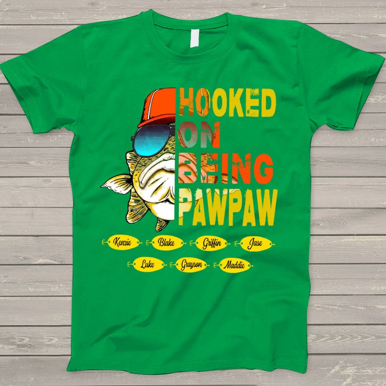 Personalized Hooked on Being Grandpa Tshirt