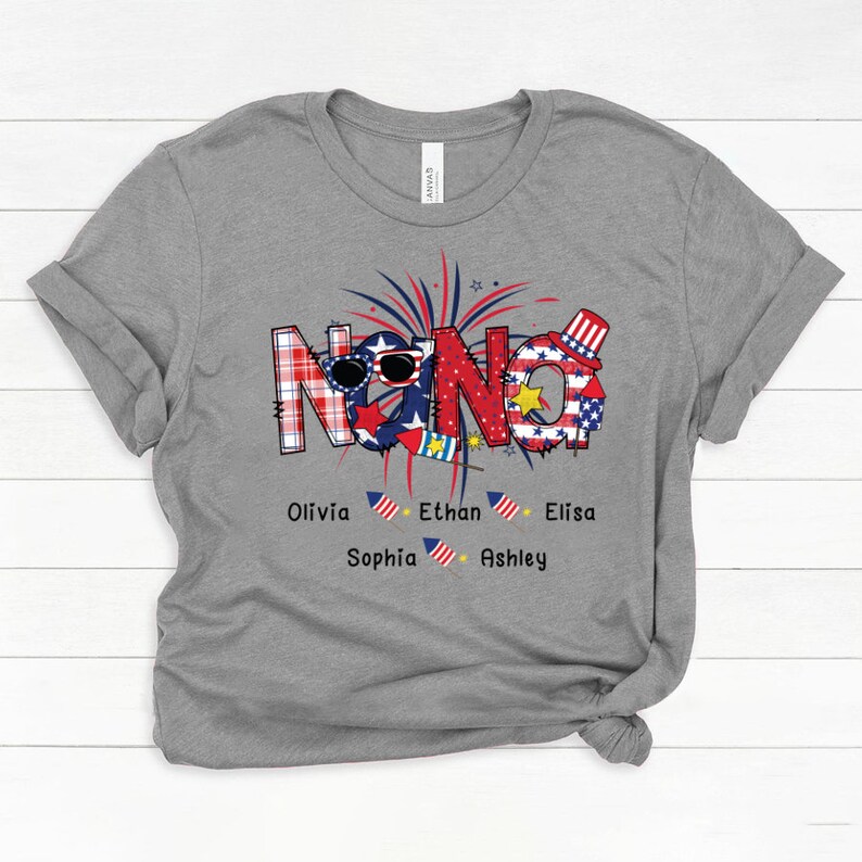 Personalized Grandma Tshirt, Classic Canvas Nana Tshirt, High Quality Grandma Shirt, Mom Shirt Classic Canvas 4th of july Bella Canvas Nana