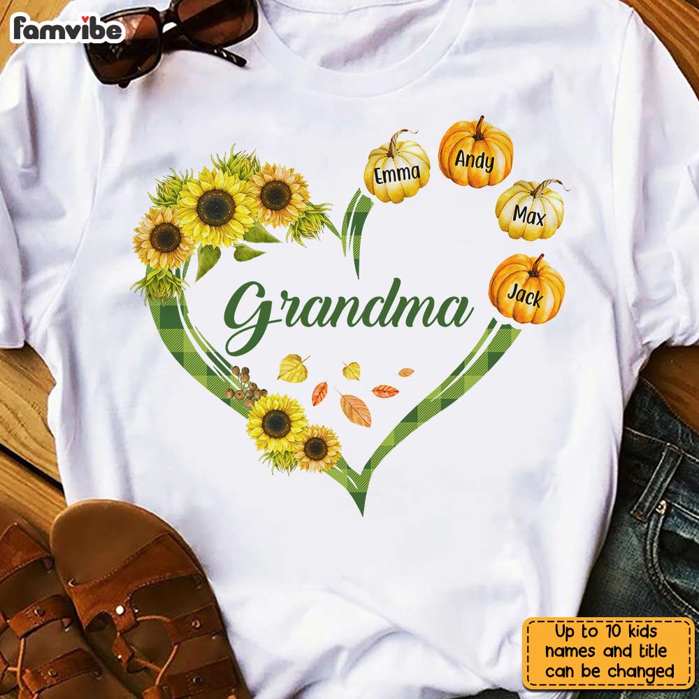 Personalized Grandma Fall Pumpkin T Shirt AG171 23O31
