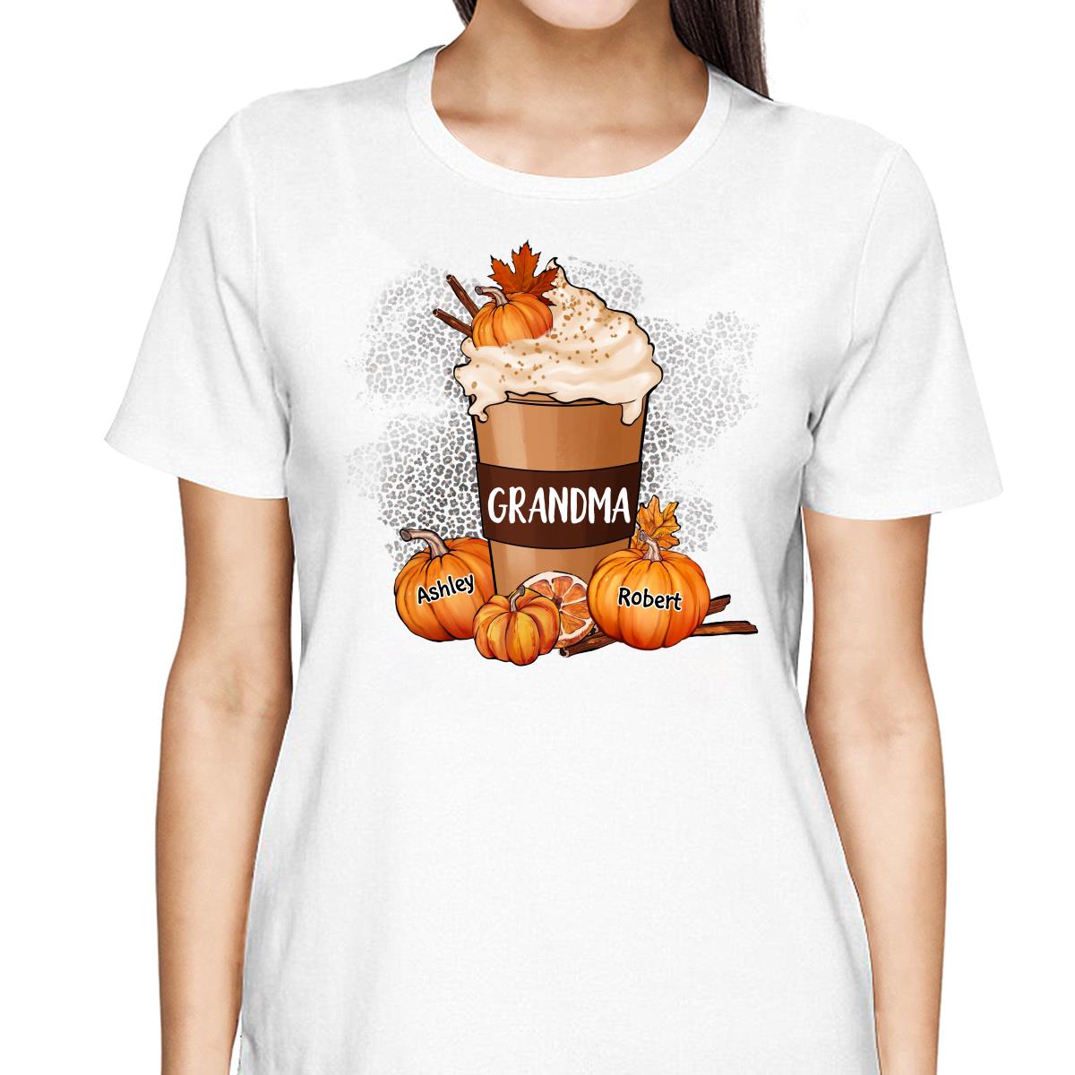 Grandma Mom Pumpkin Spice Latte Personalized Shirt