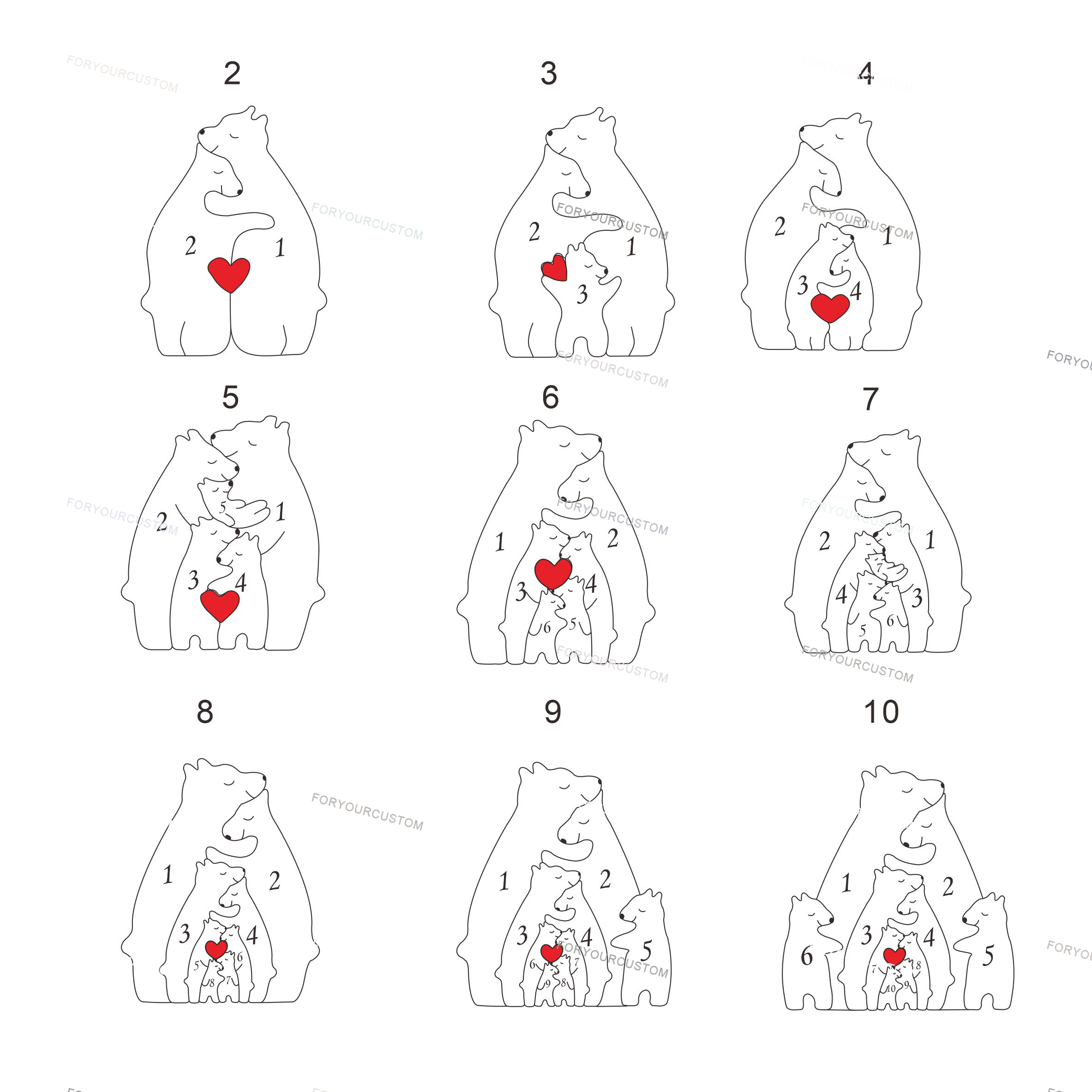Wooden bears family puzzle