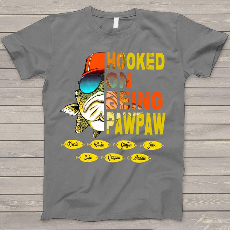 Personalized Hooked on Being Grandpa Tshirt