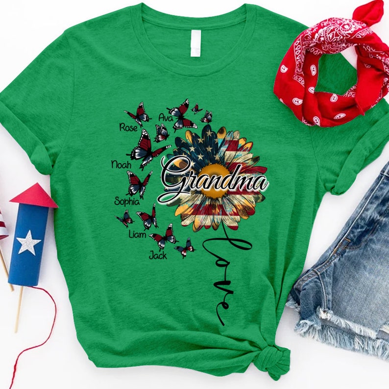 Personalized Grandma Shirt, Custom Grandma Nickname 4th of July Shirt