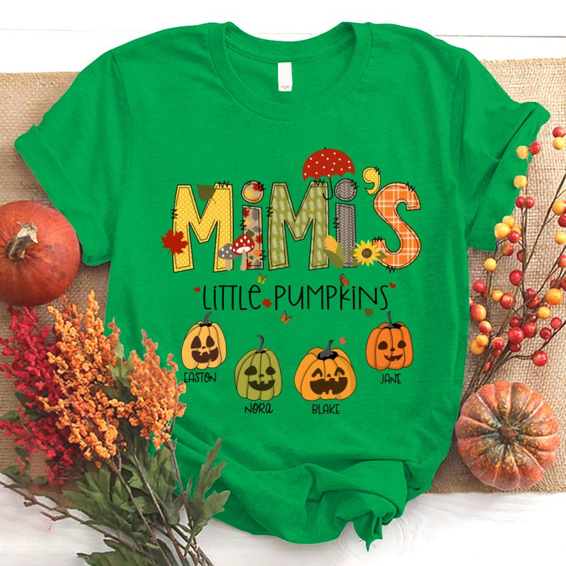 Personalized Mimi Pumpkin Shirt, Custom Grandma Nana Mimi Shirt