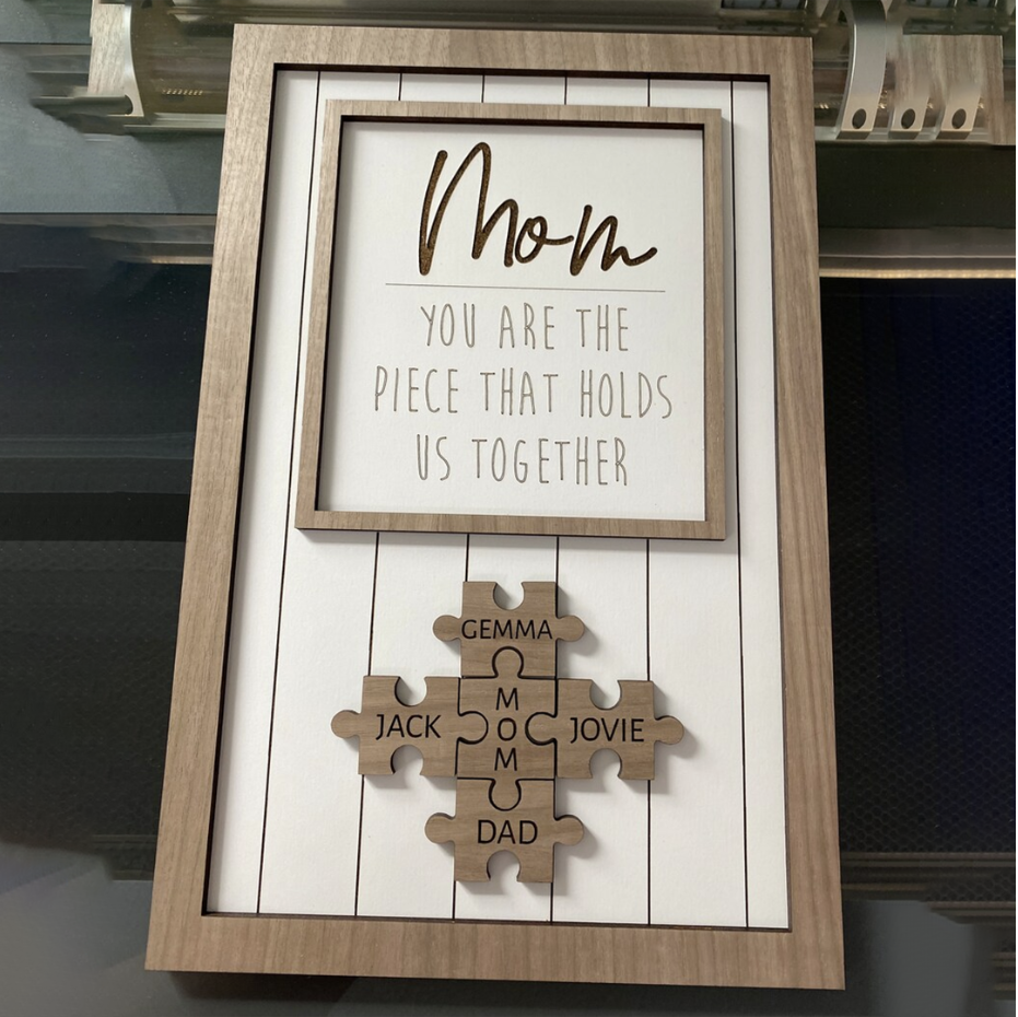 Rectangular（ Wooden Puzzle ）-💕"Mum You Are the Piece that Holds Us Together" Puzzle Sign💕