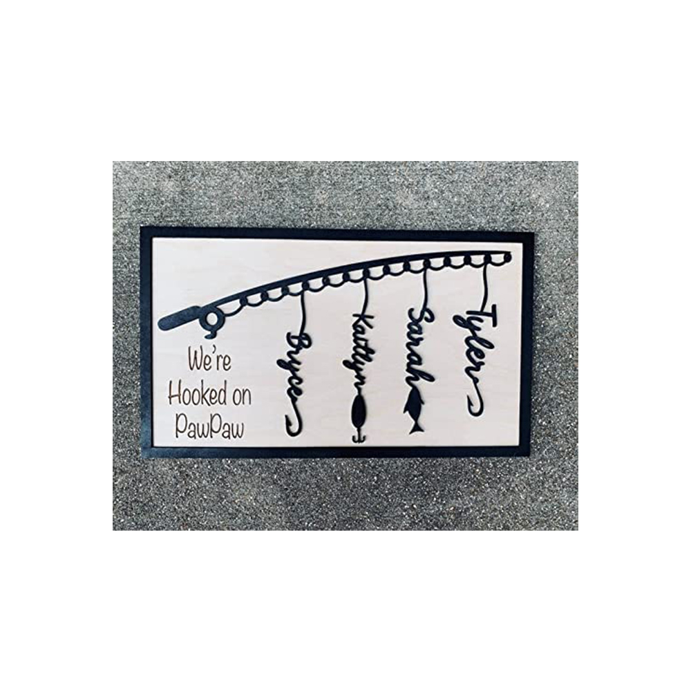 2 Names Personalized Family Frame Wooden Fish Frame 2 Family Members Custom Text Wooden Decor