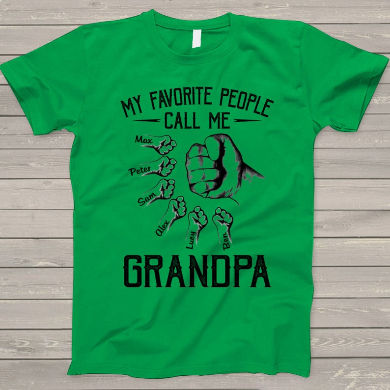 Great Grandpa Shirt, Grandpa Custom Fathers Day Shirt kidnames, Personalized Papa Shirt custom name, papa custom grandkid name shirt 15 kids
