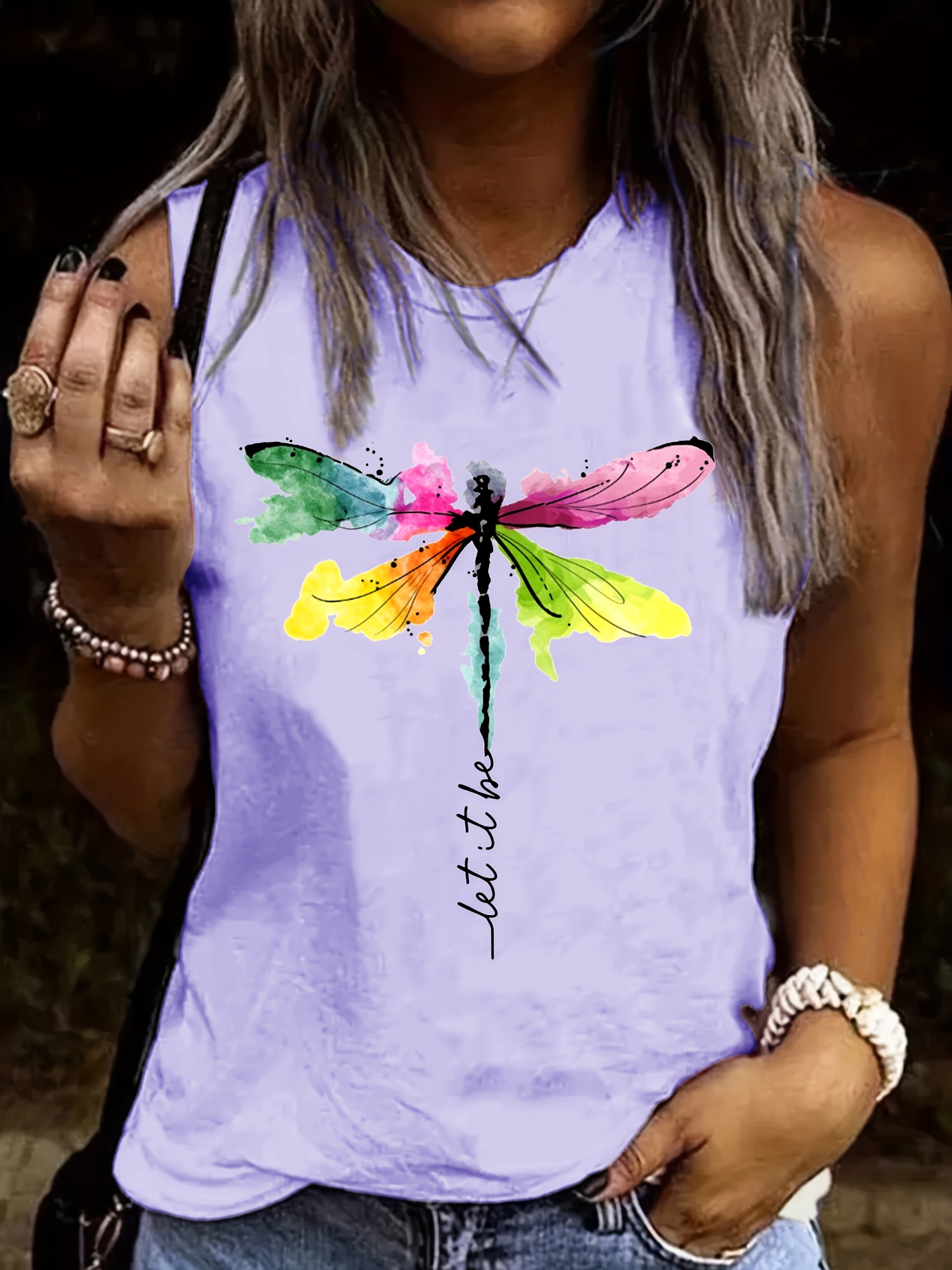 Personalized Dragonfly Print Tank Top
