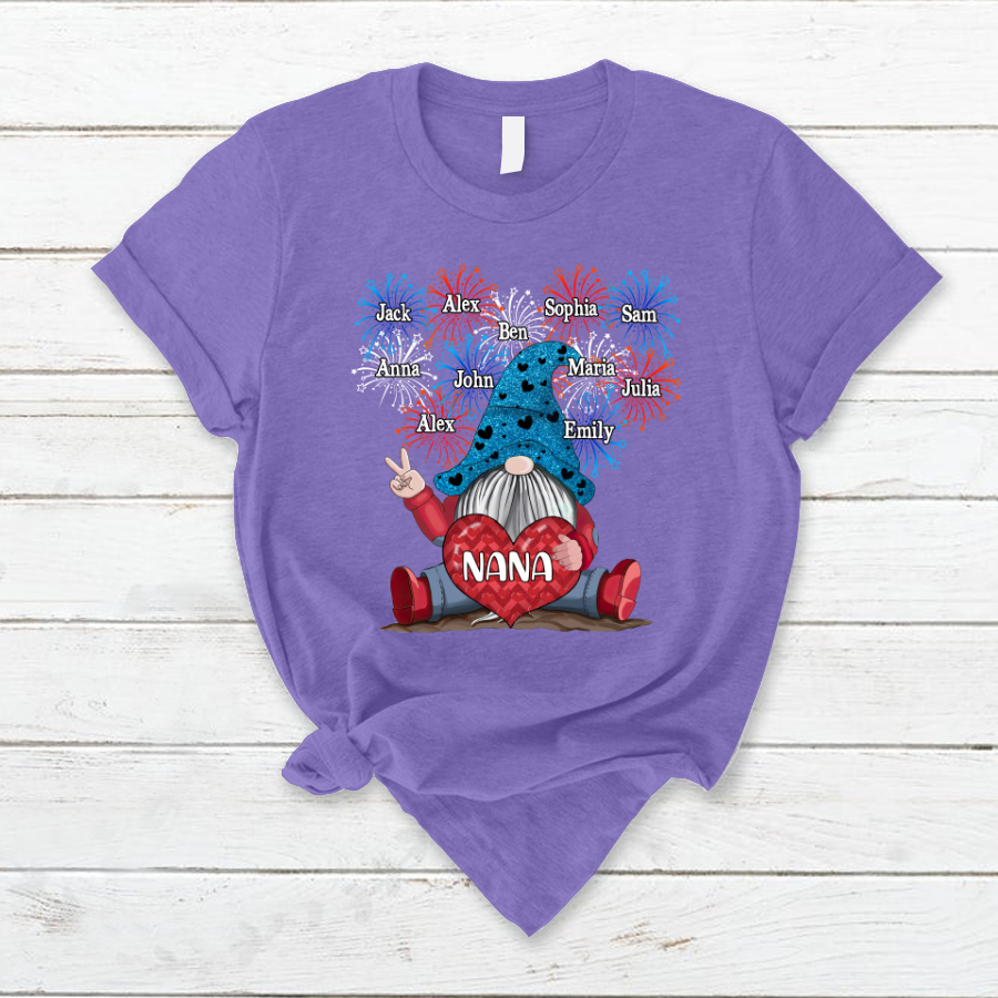 Grandma Nana Gnomes Firework Happy Independence Day T-Shirt