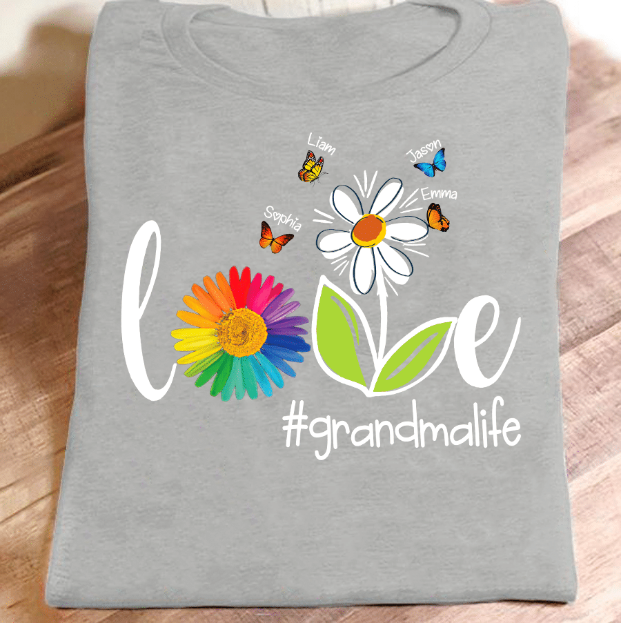 Love Grandma Life Butterfly | Personalized T-Shirt