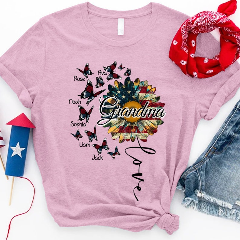 Personalized Grandma Shirt, Custom Grandma Nickname 4th of July Shirt